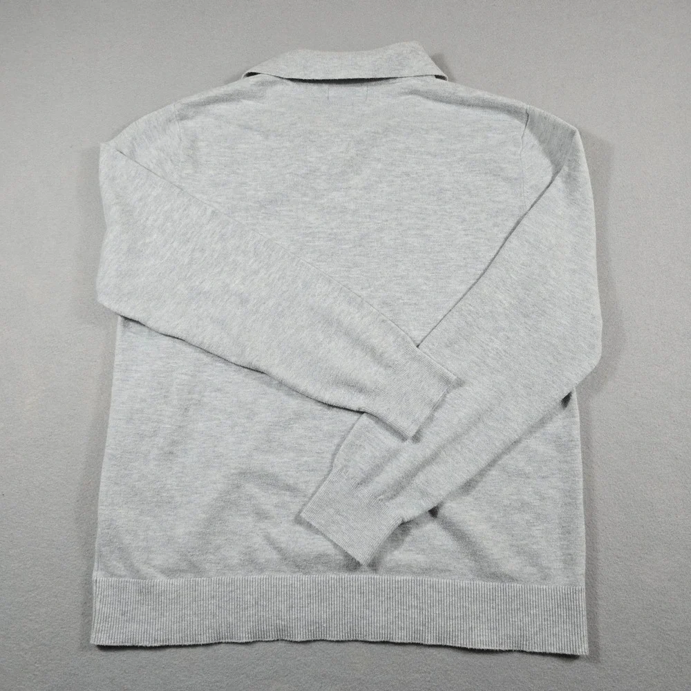 Goodfellow Mens Large Gray Polo Sweater Long Sleeve Cotton Blend Knit Casual